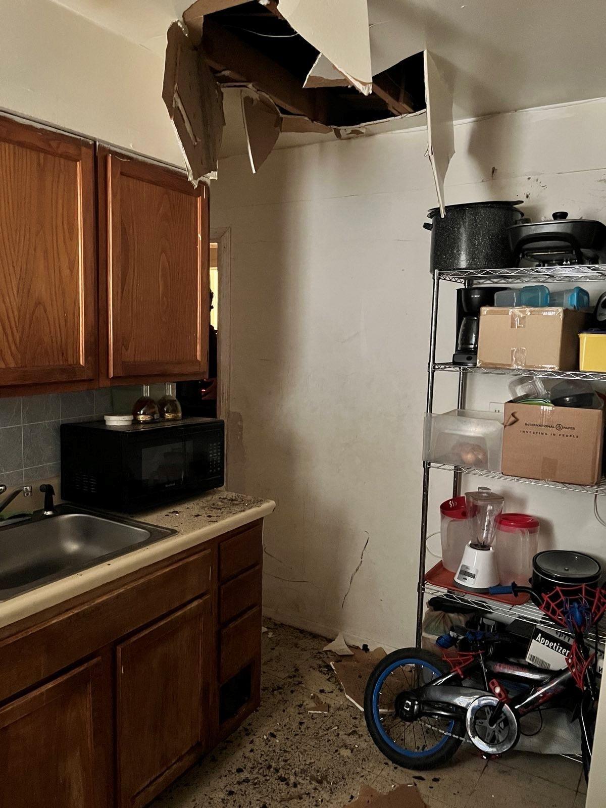 Image of a broken ceiling provided by the US Marshals Service