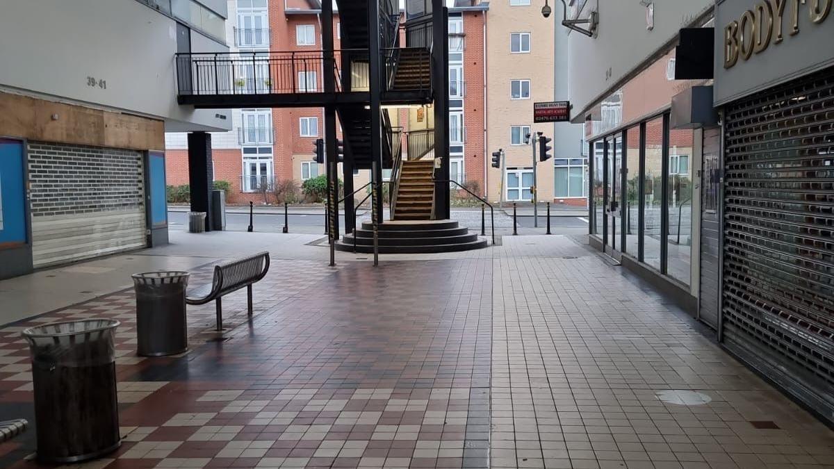 Closed shops in Coventry Arcade