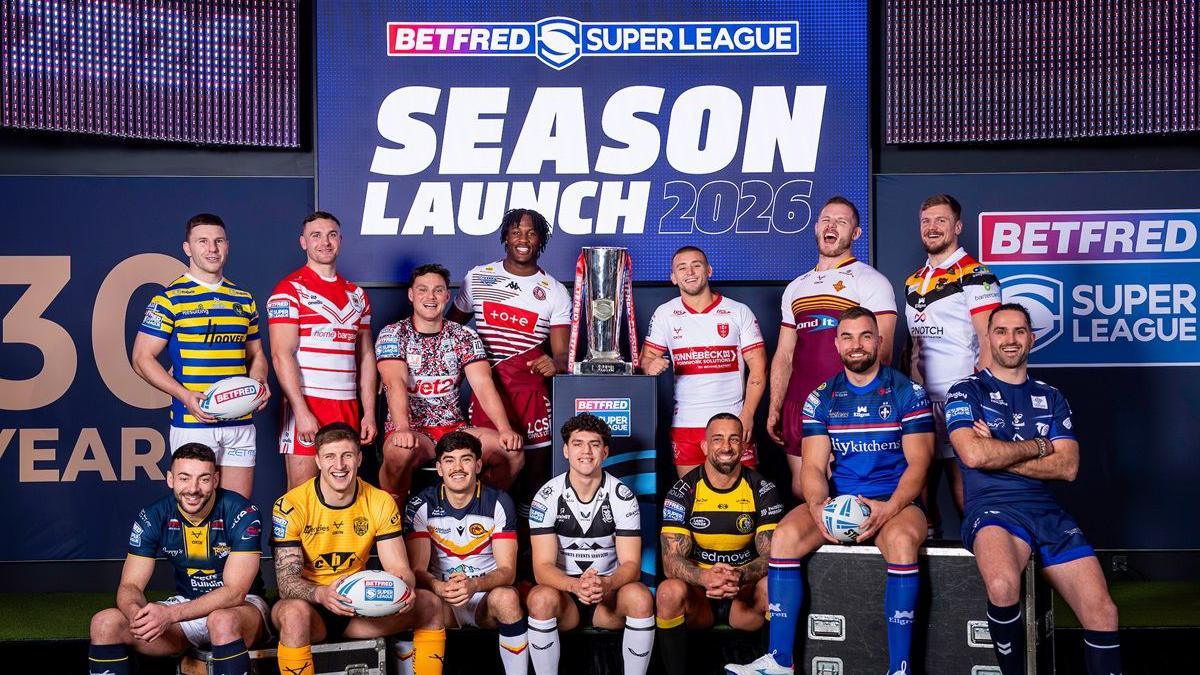 Various Super League players pose during the 2026 Super League season launch