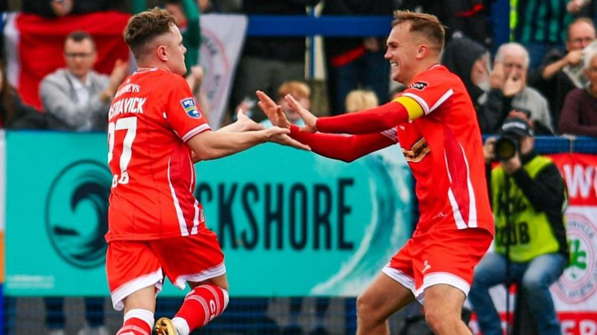 Liam McStravick and Rory Hale celebrate