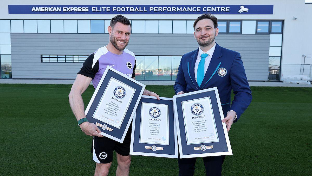 James Milner gets his Guinness World Record certificates