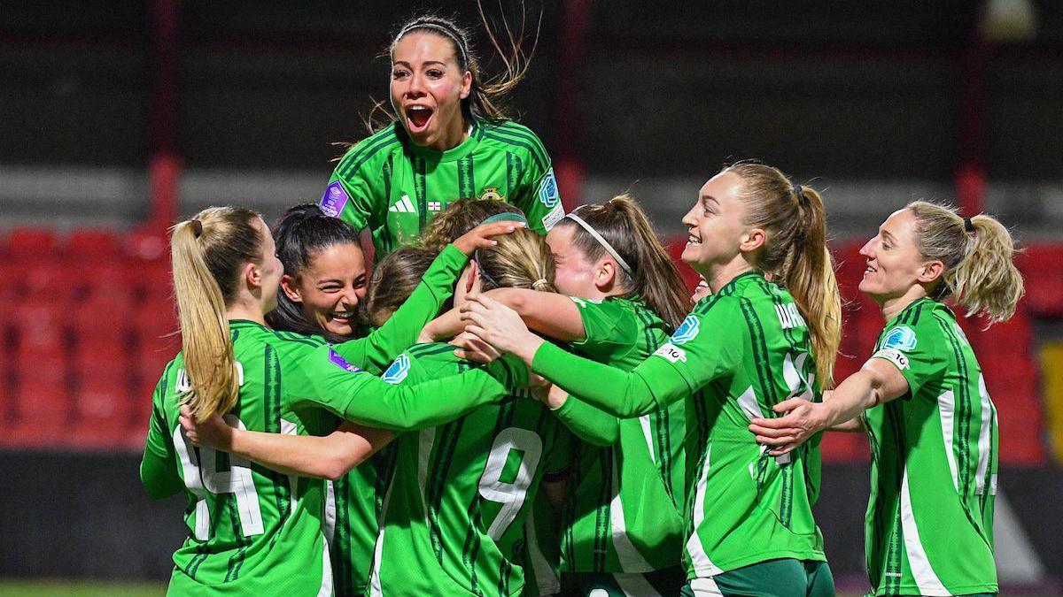 Northern Ireland celebrate Magill's late winner