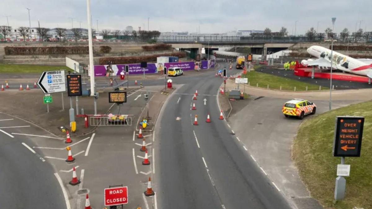 Closed roundabout at Heathrow