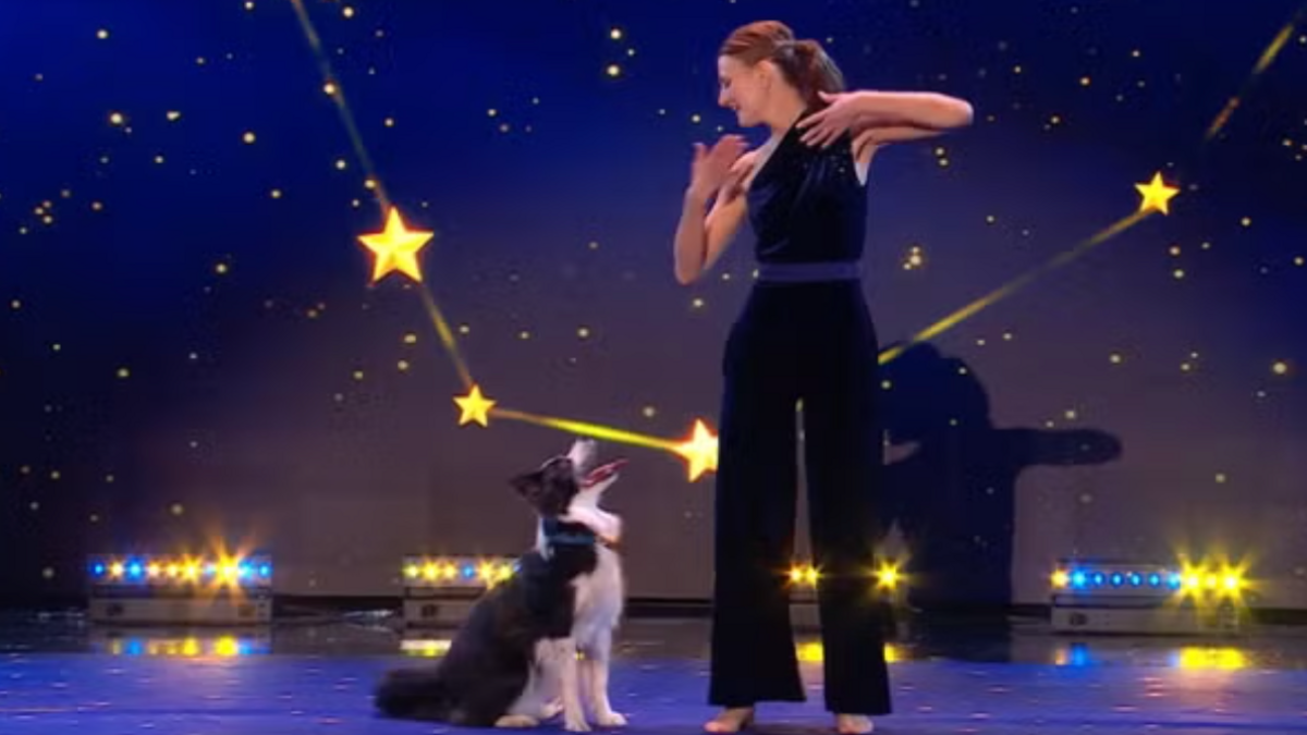 Anastasiia and her dog Salsa performing 