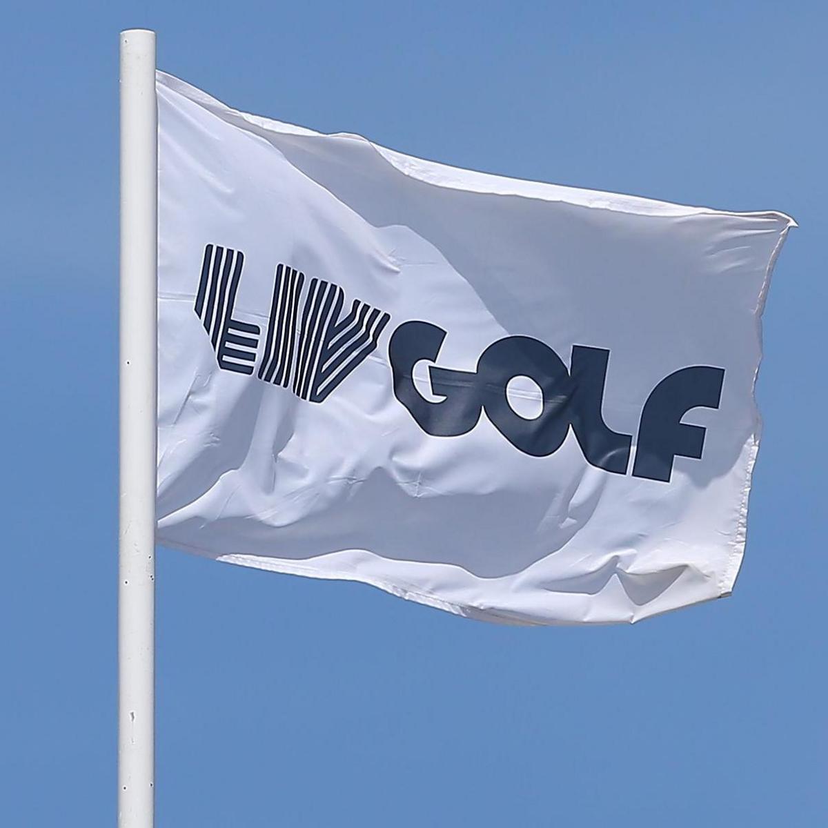 A picture of the LIV Golf logo on a flag