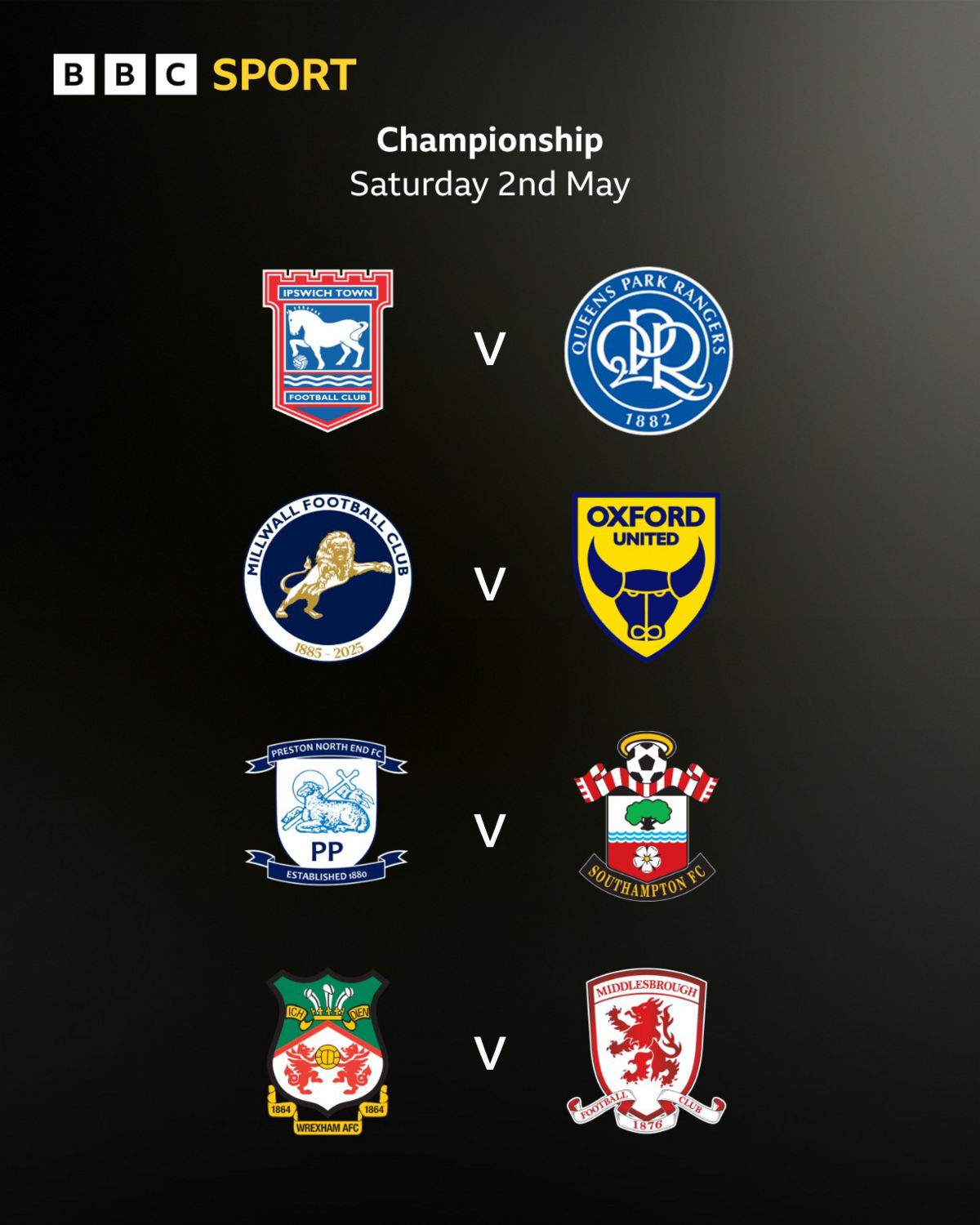 Championship final day fixtures list