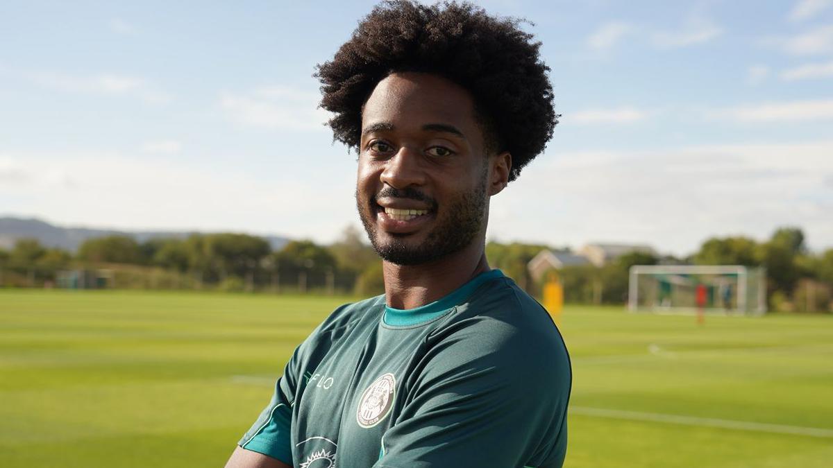 James Balagizi is pictured at Forest Green's training ground
