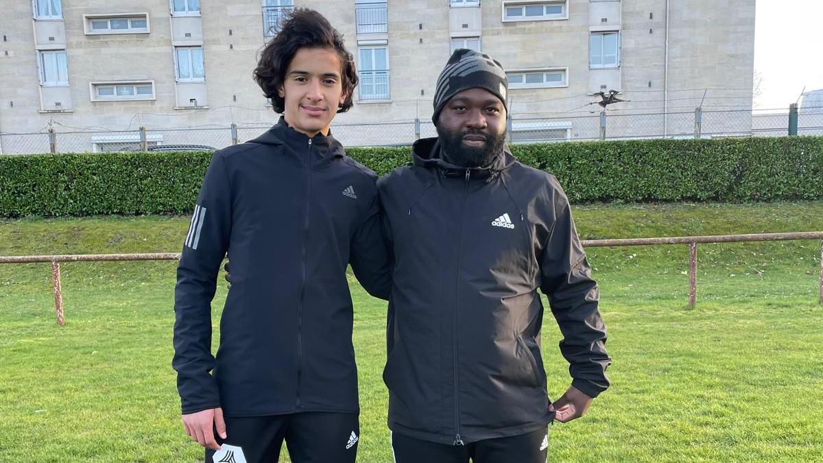 Ayyoub Bouaddi with Armand Diop, his former coach at Creil