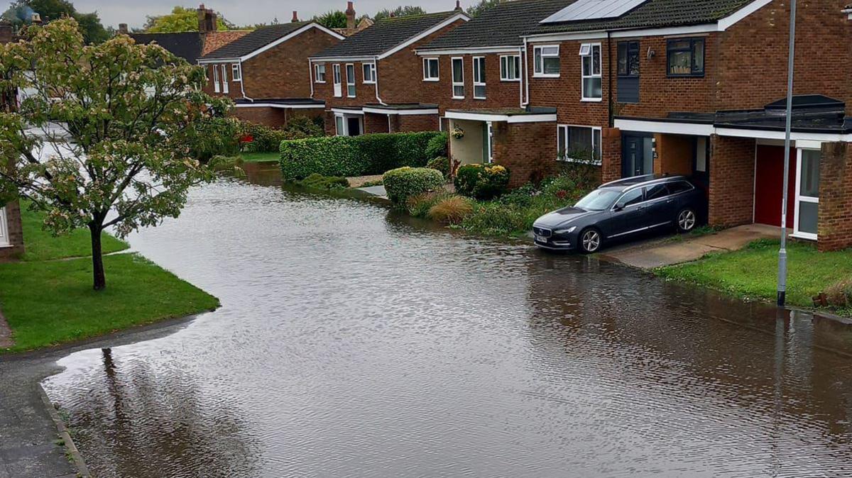 Flooded street in St Ives