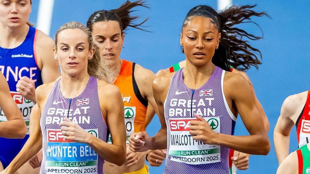 Revee Walcott-Nolan competes at the European Athletics Indoor Championships in Apeldoorn, the Netherlands