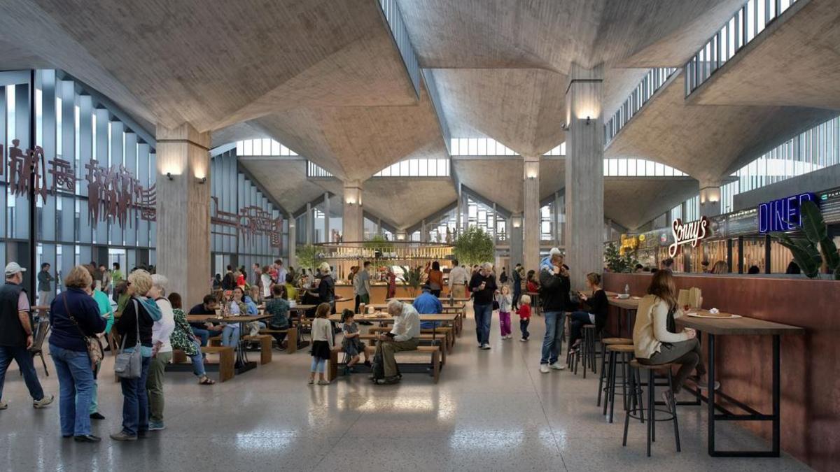 Kirklees Council's artist's impression of how a food hall in the former market could look