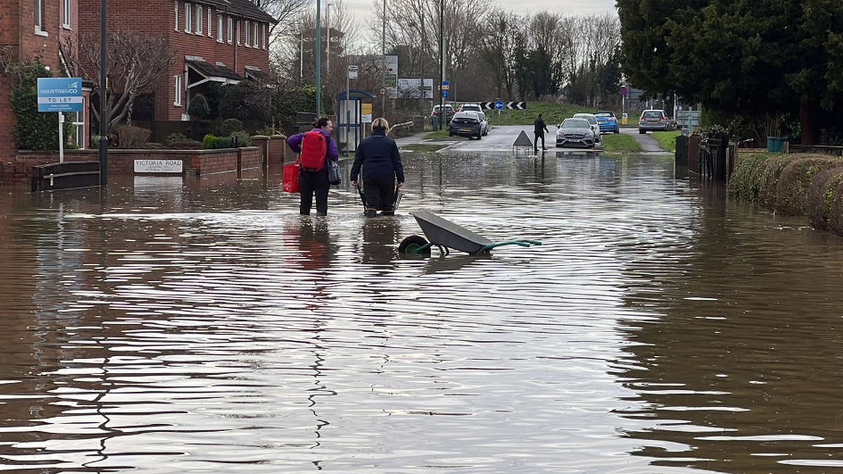 Flood water in Longford, Gloucester