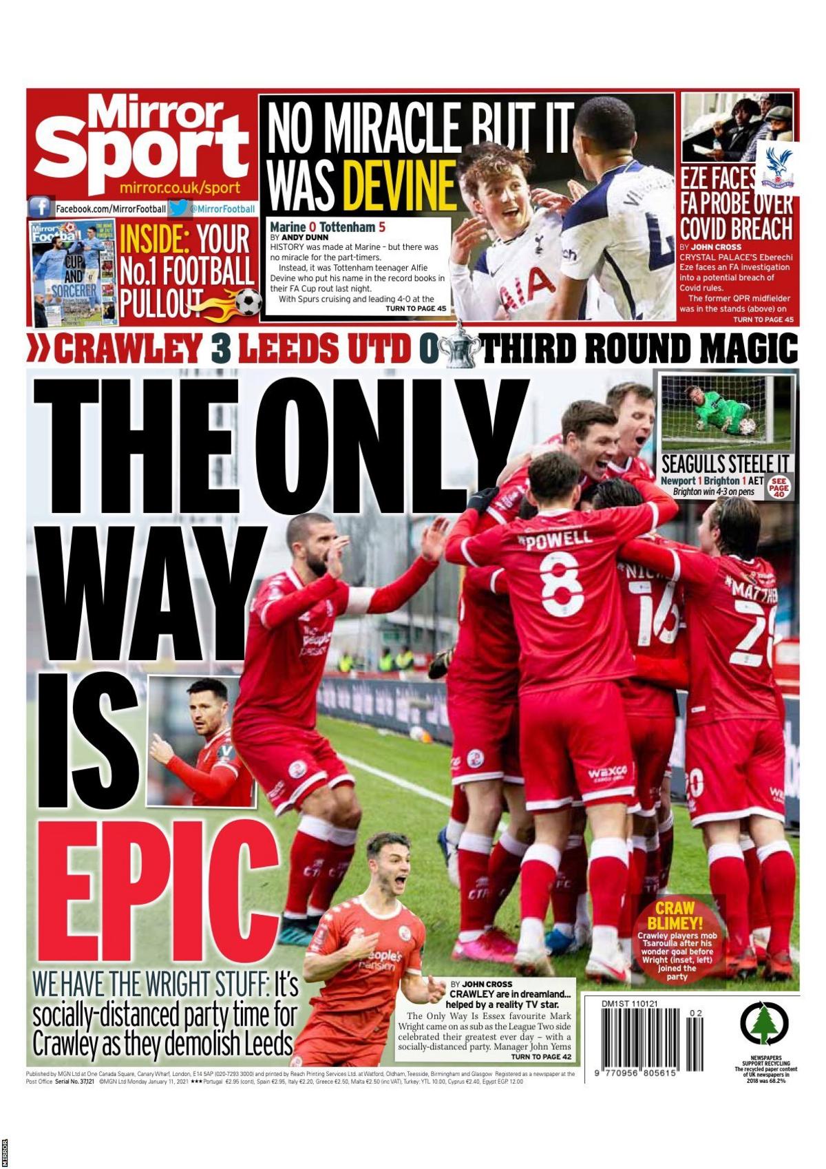 Monday's Daily Mirror