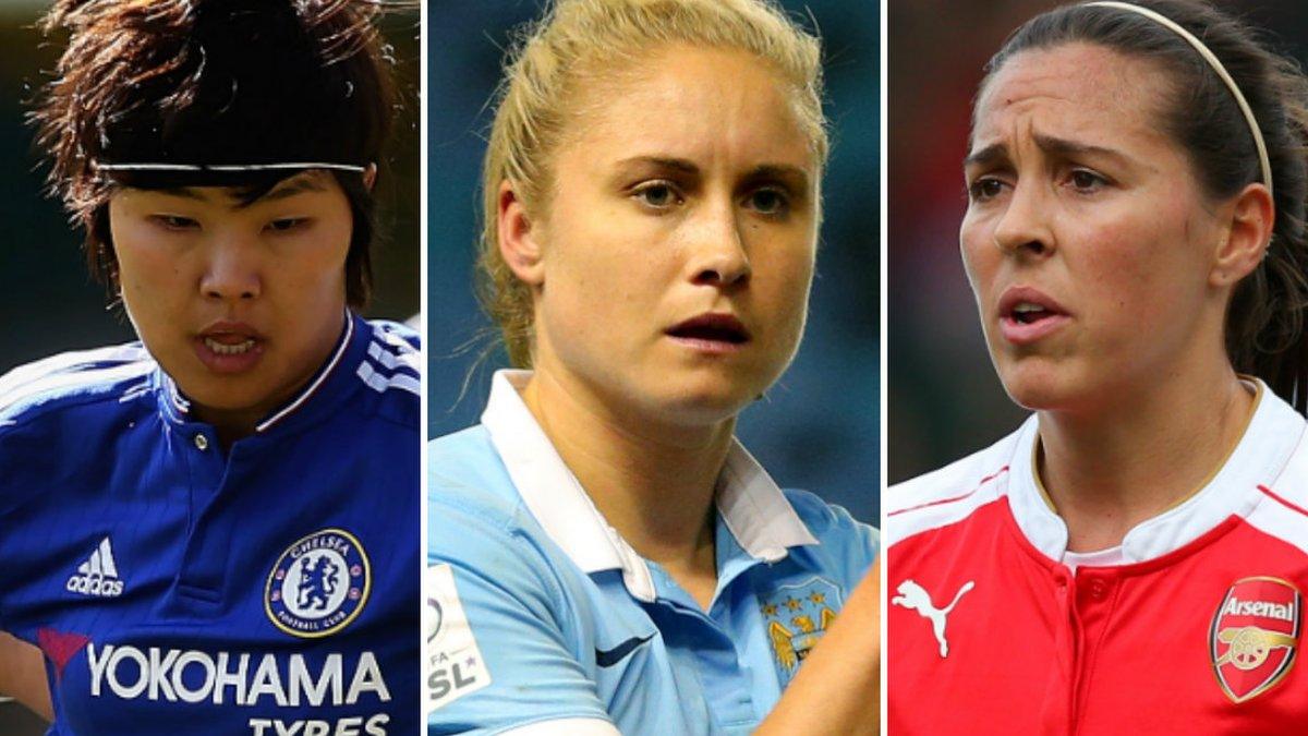 Ji So-Yun (left), Steph Houghton and Fara Williams (right)