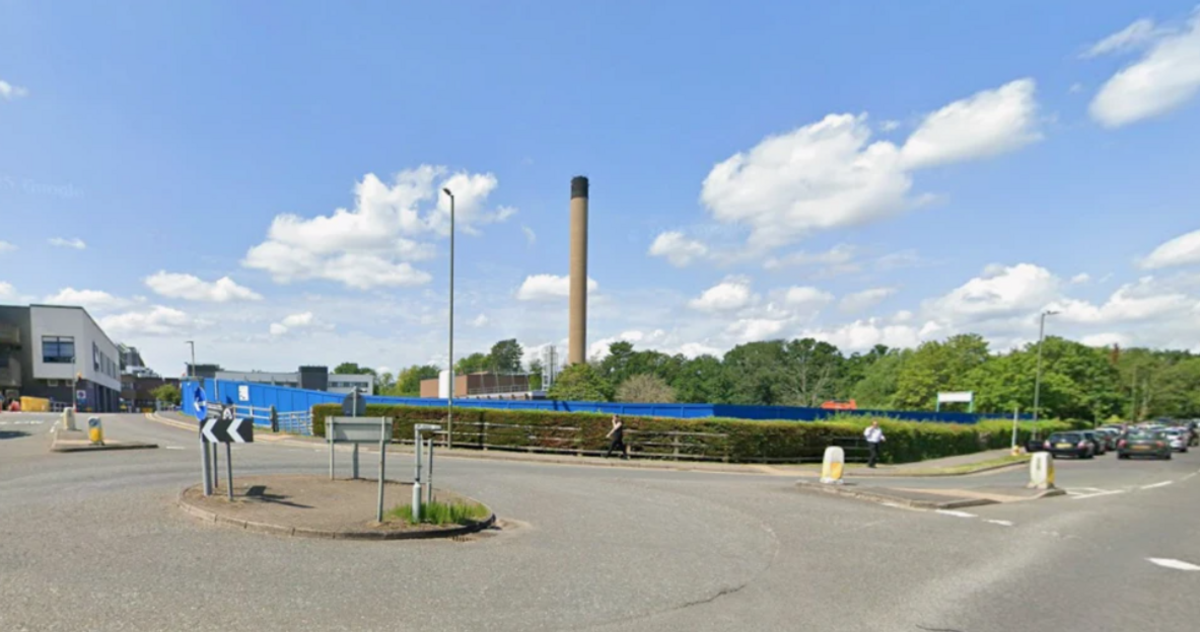 A google maps image of a mini roundabout in Egerton Road, Guildford, Surrey. 