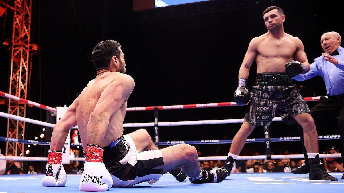 Jack Catterall floors Shakhram Giyasov in round one in Egypt