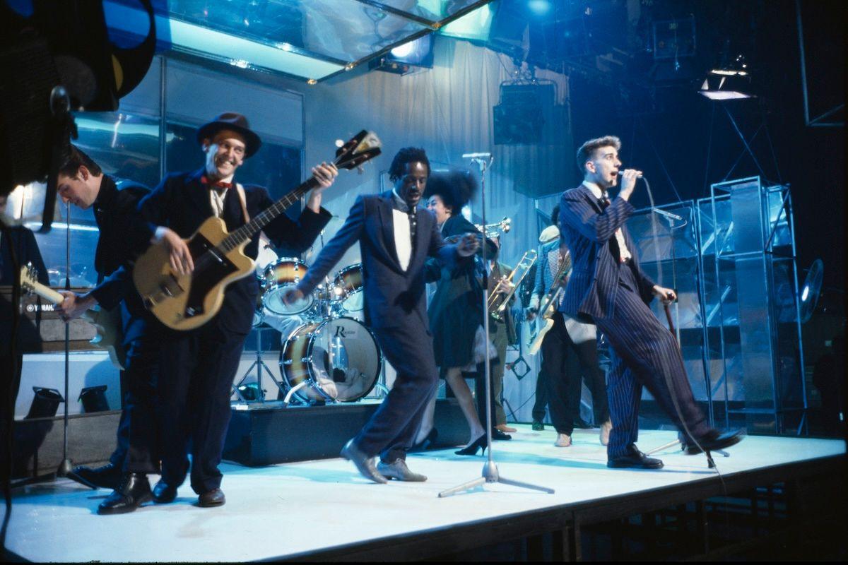 The Specials performing on stage at Top of the Pops in 1981.