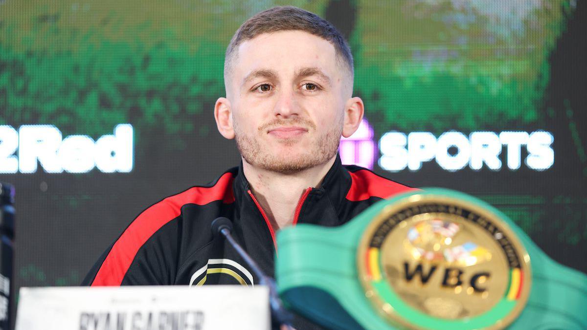 Southampton boxer Ryan Garner looks on at the collision on the coast press conference at the Bournemouth International Centre