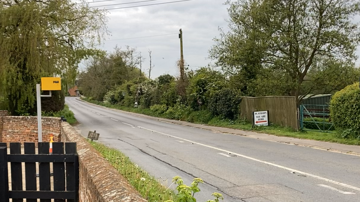 A wider view of the speed camera on the B1078