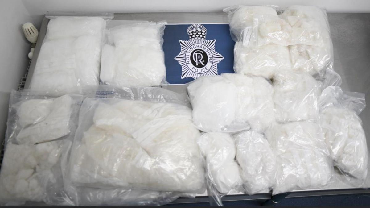 Drugs are in transparent evidence bags