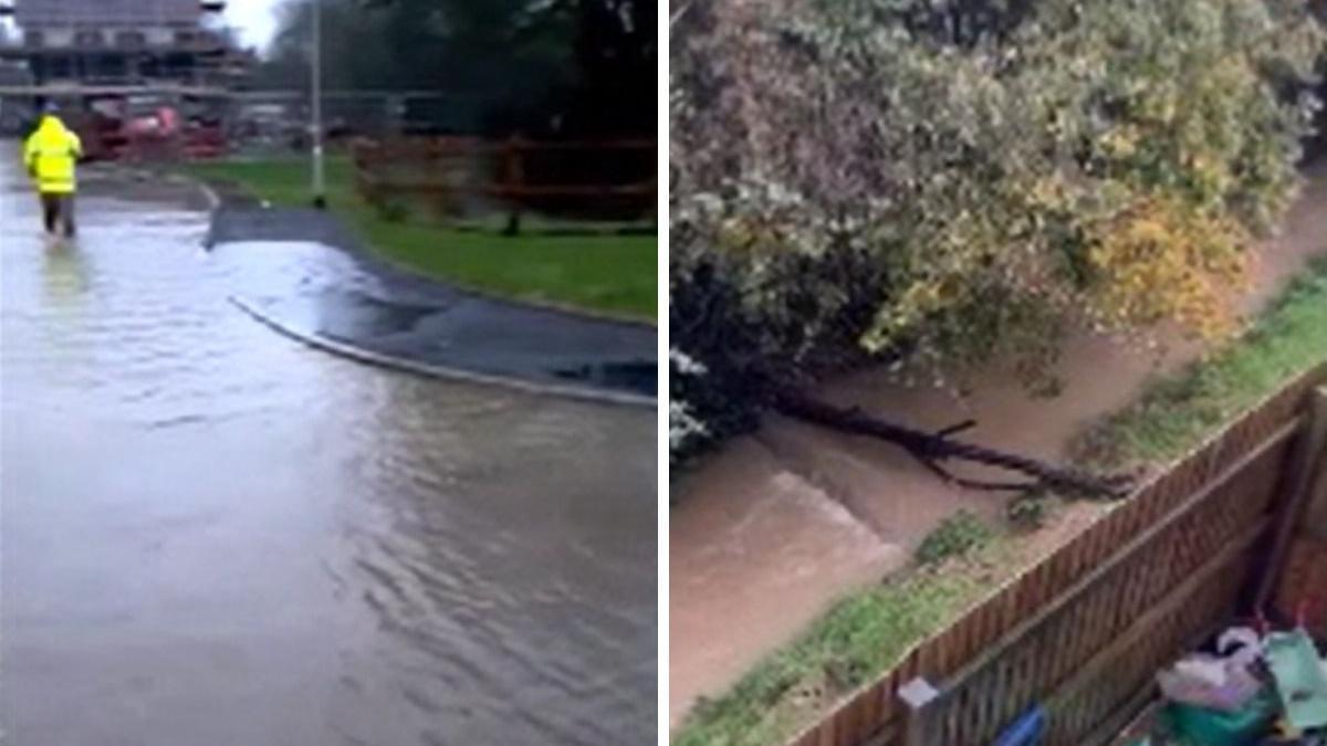 Ferguson Close in Chippenham is flooded during Storm Henk in January 2024.