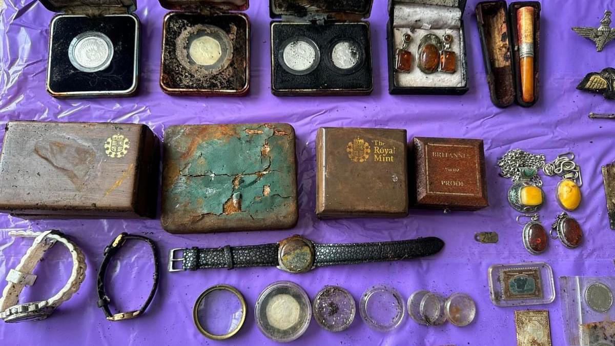 Items including watches, jewellery and badges found during a litter pick in Plymouth