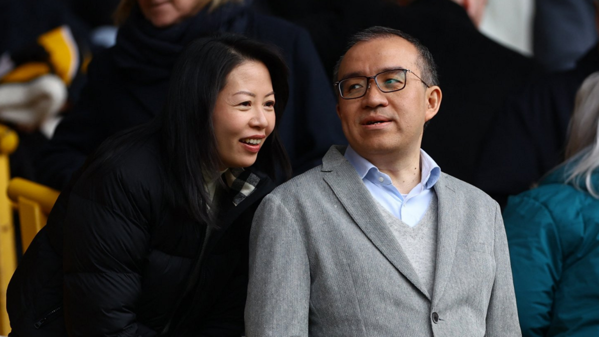 Wolverhampton Wanderers chairman Jeff Shi in the stands before the match