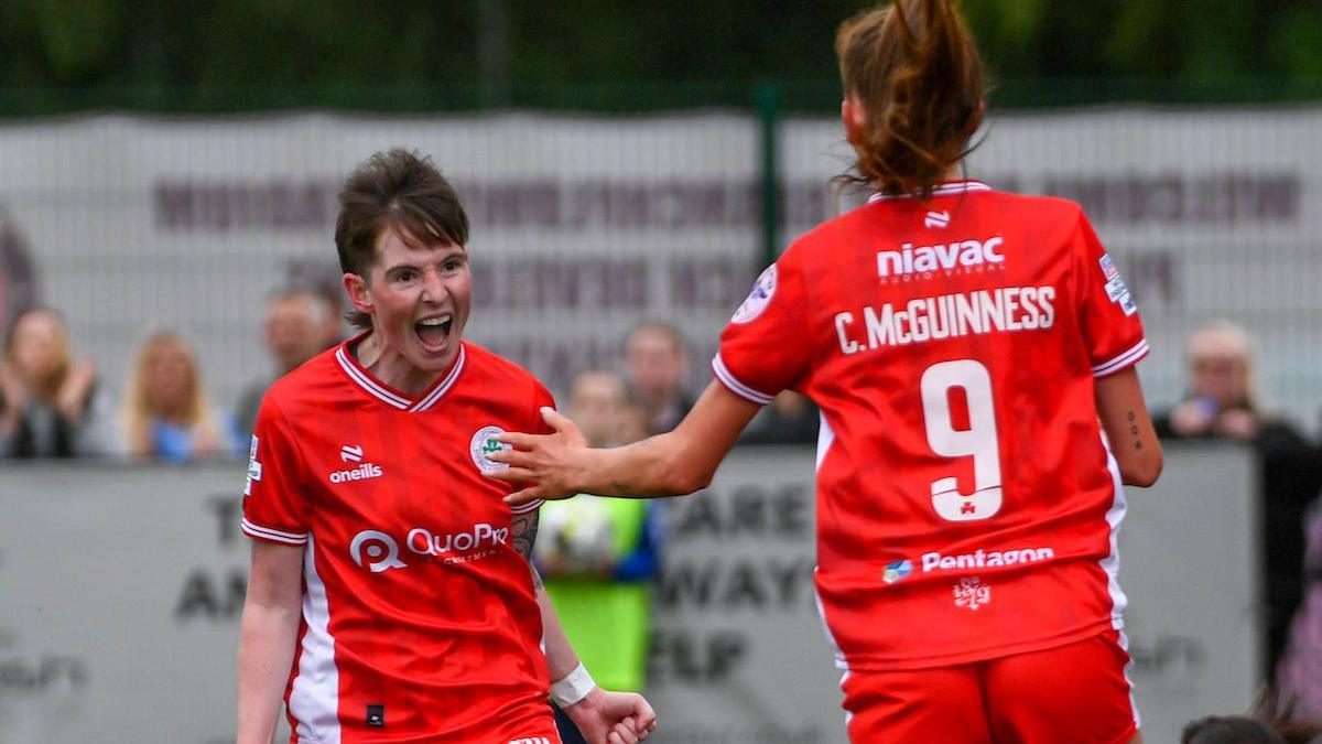 Kirsty McGuinness celebrates goal