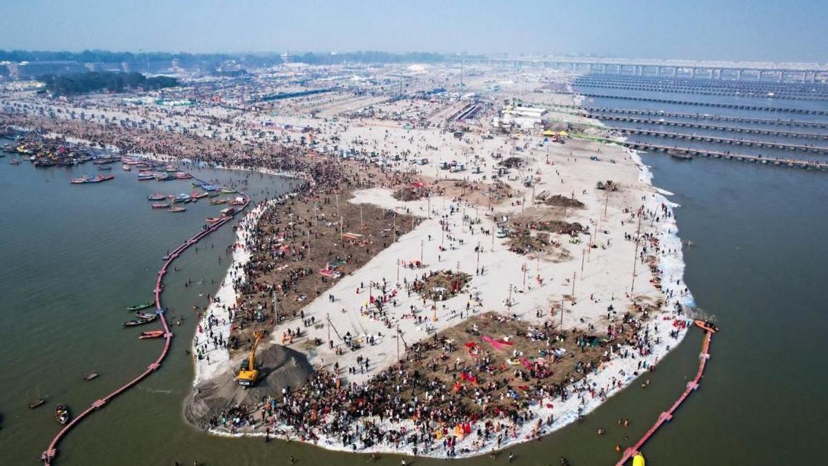 An aerial view of the banks of the river 