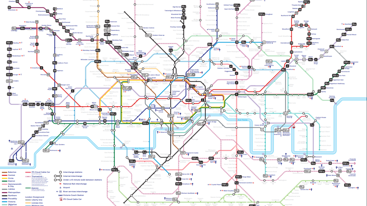 A map of toilets available across the TfL network 