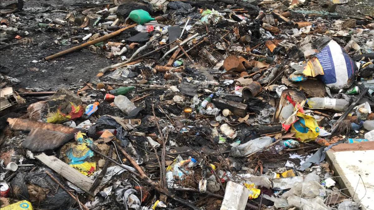 A pile of rubbish left by fly-tippers 