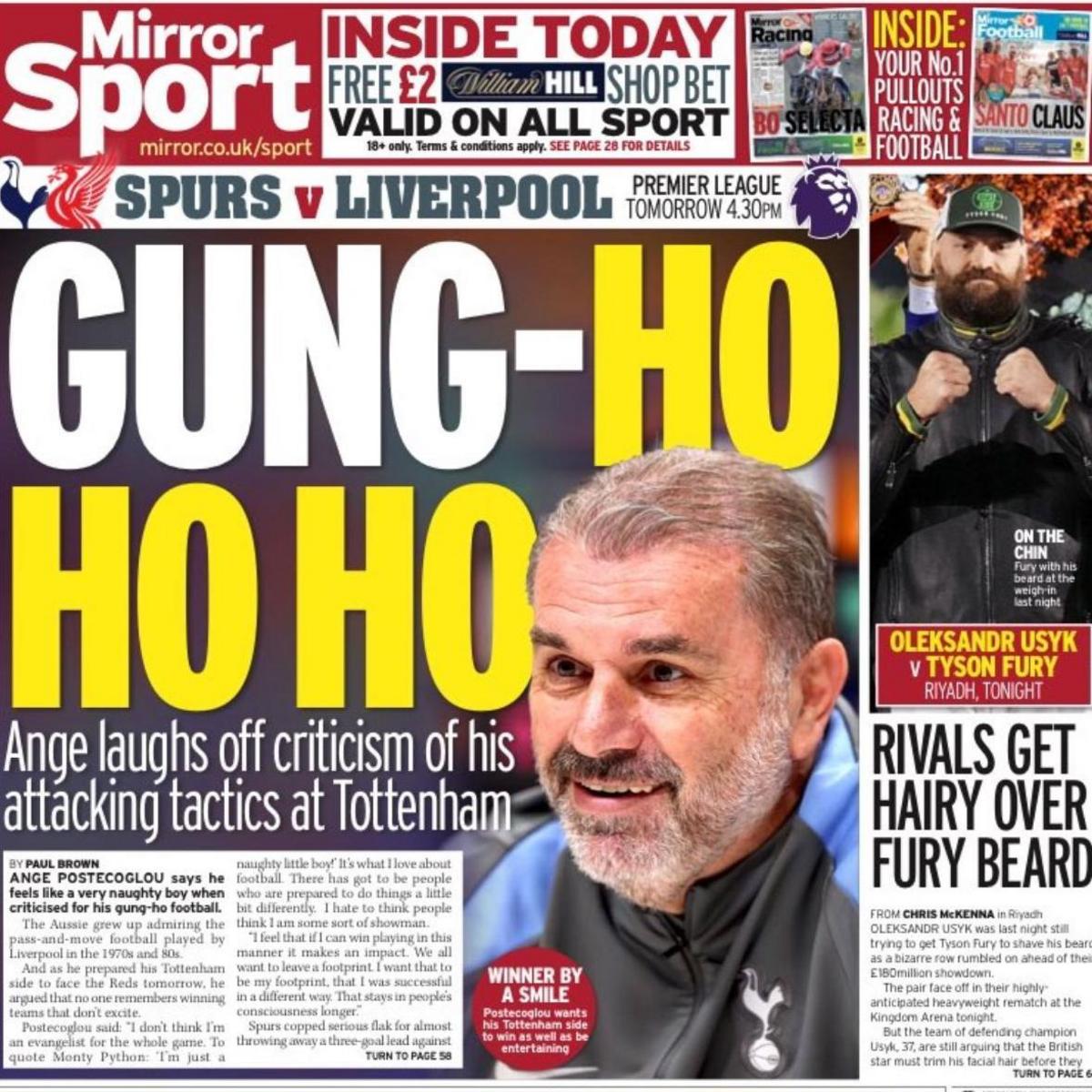 The back page of the Daily Mirror