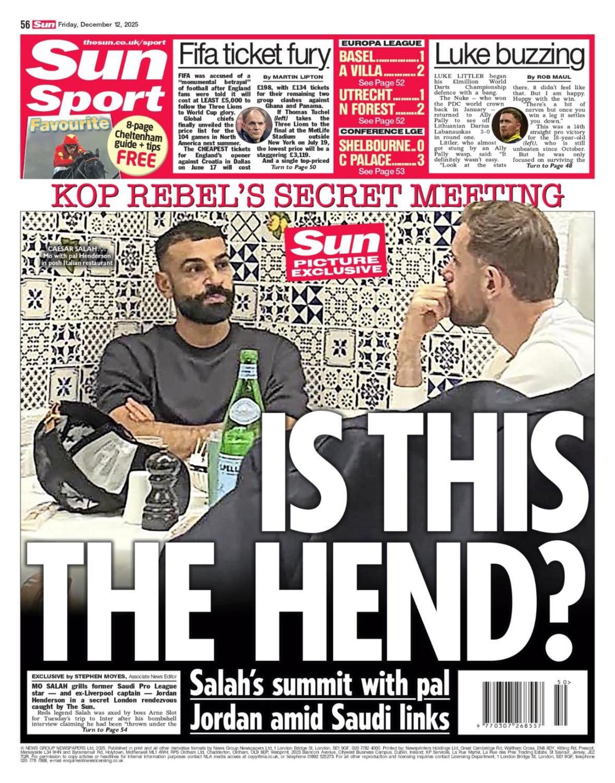 The Sun back page