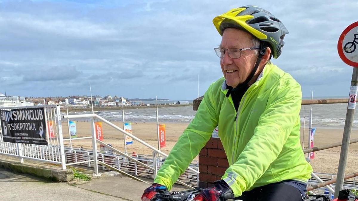 David Butland on his bike in Bridlington