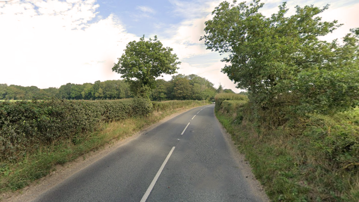 The B1110 at North Elmham, a single carriageway rural road