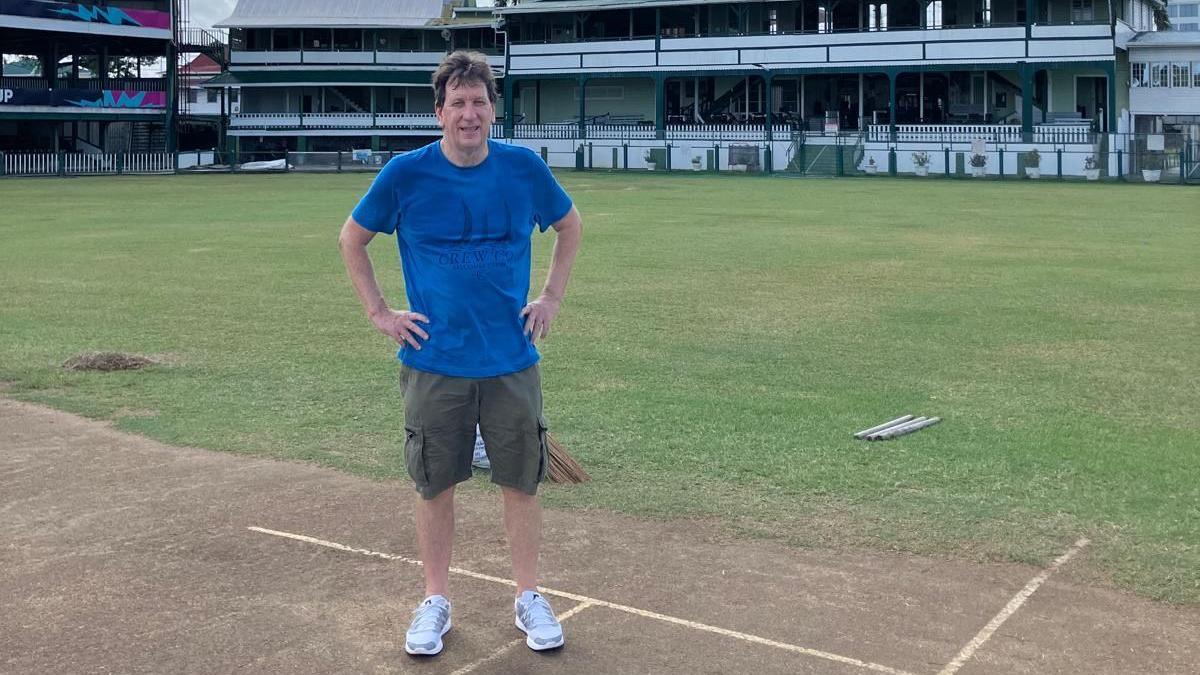 Kevan James poses for a photo at the Bourda cricket ground 