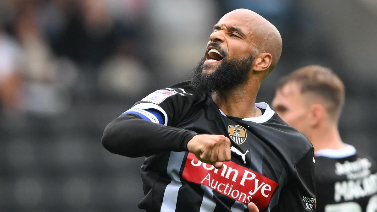 David McGoldrick celebrates a goal for Notts County