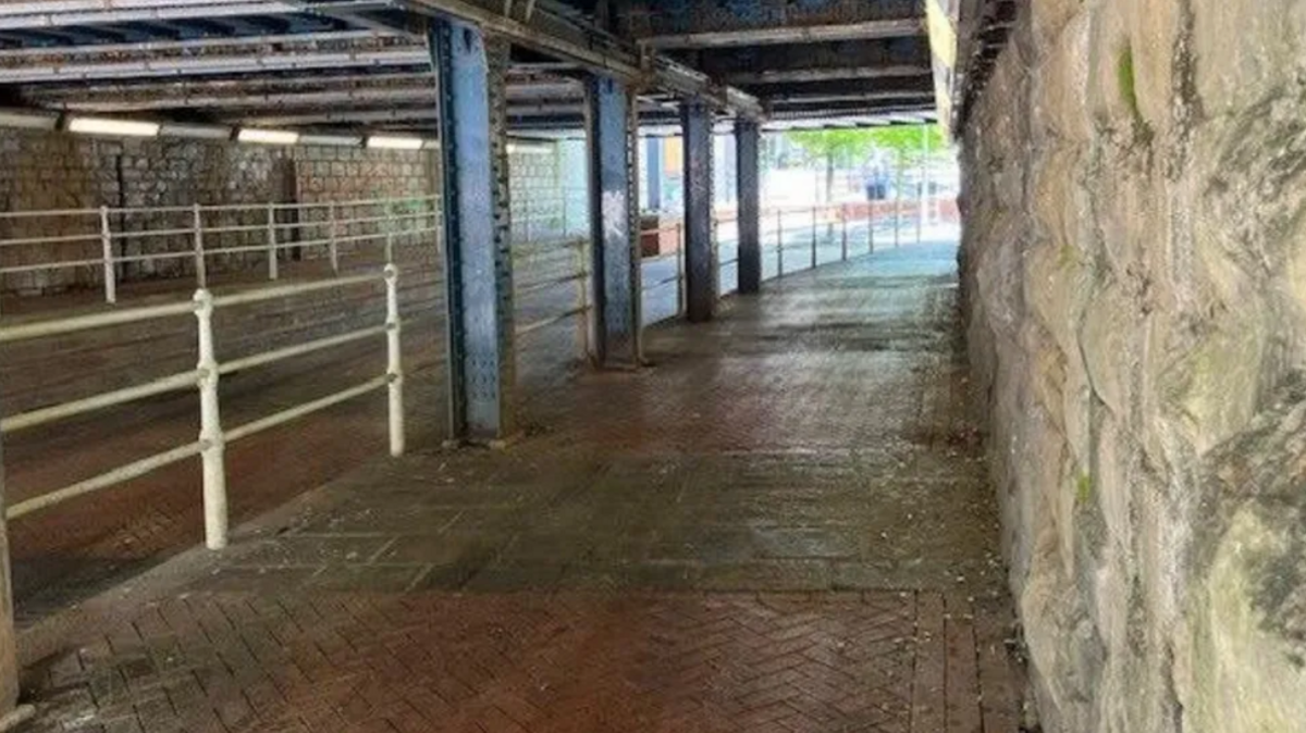 The bridge near Cardiff Central train station where the attack happened