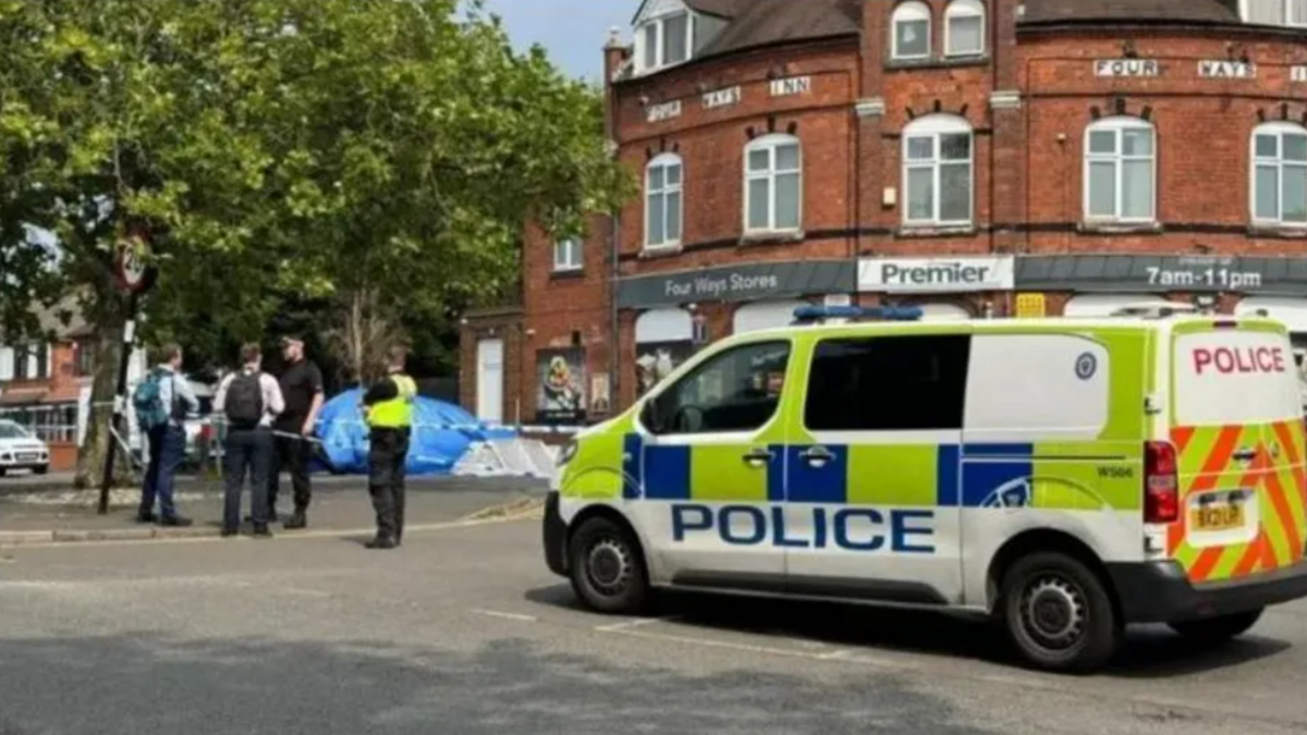 Police van outside a premier local corner shop