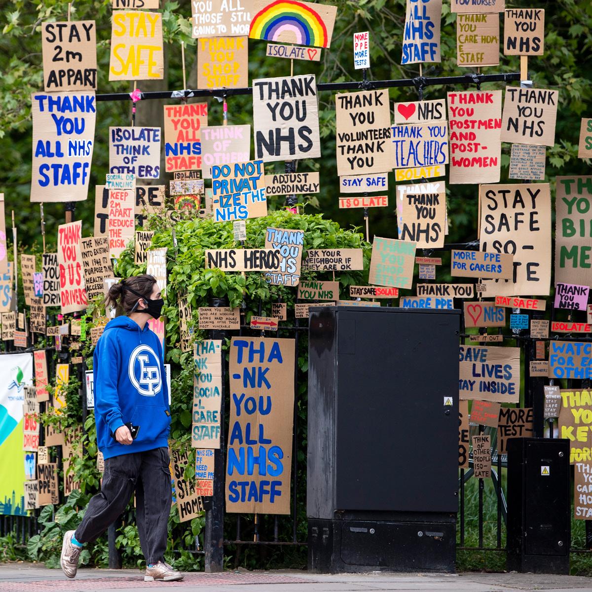 Signs supporting the NHS, London