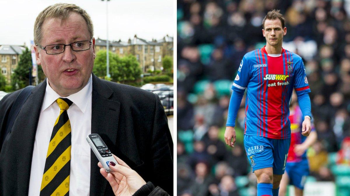 Annan Athletic chairman Henry McClelland (left) and Inverness CT midfielder Lewis Horner