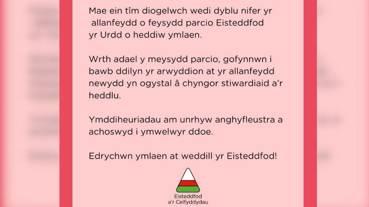 datganiad yr Eisteddfod