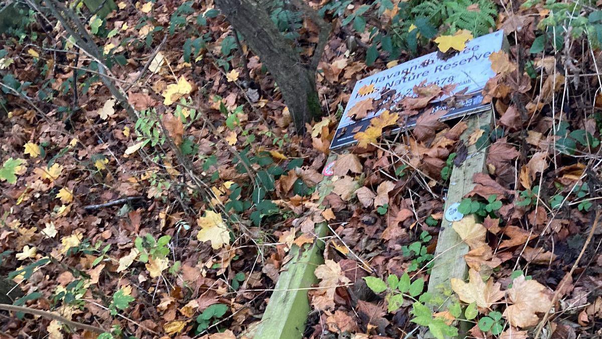 The picture shows a sign saying Havannah Nature Reserve on the ground 