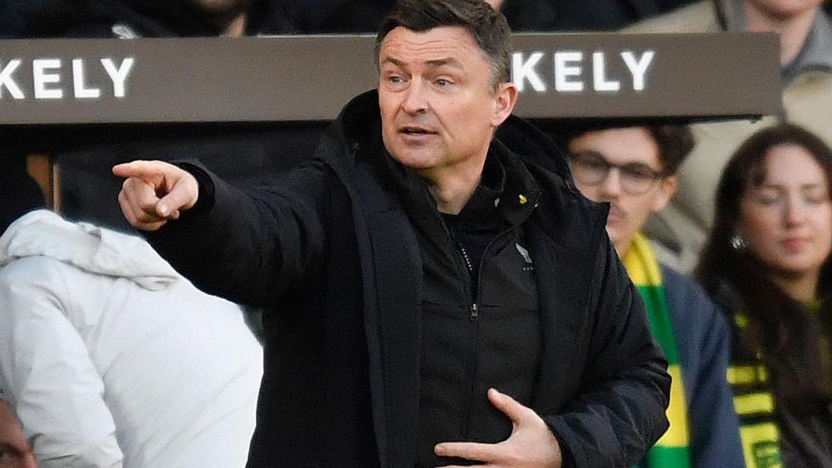 Preston manager Paul Heckingbottom issues instructions to his players from the touchline.