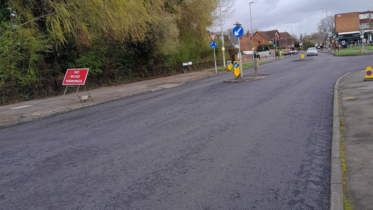 A road in reading that has undergone resurfacing work.