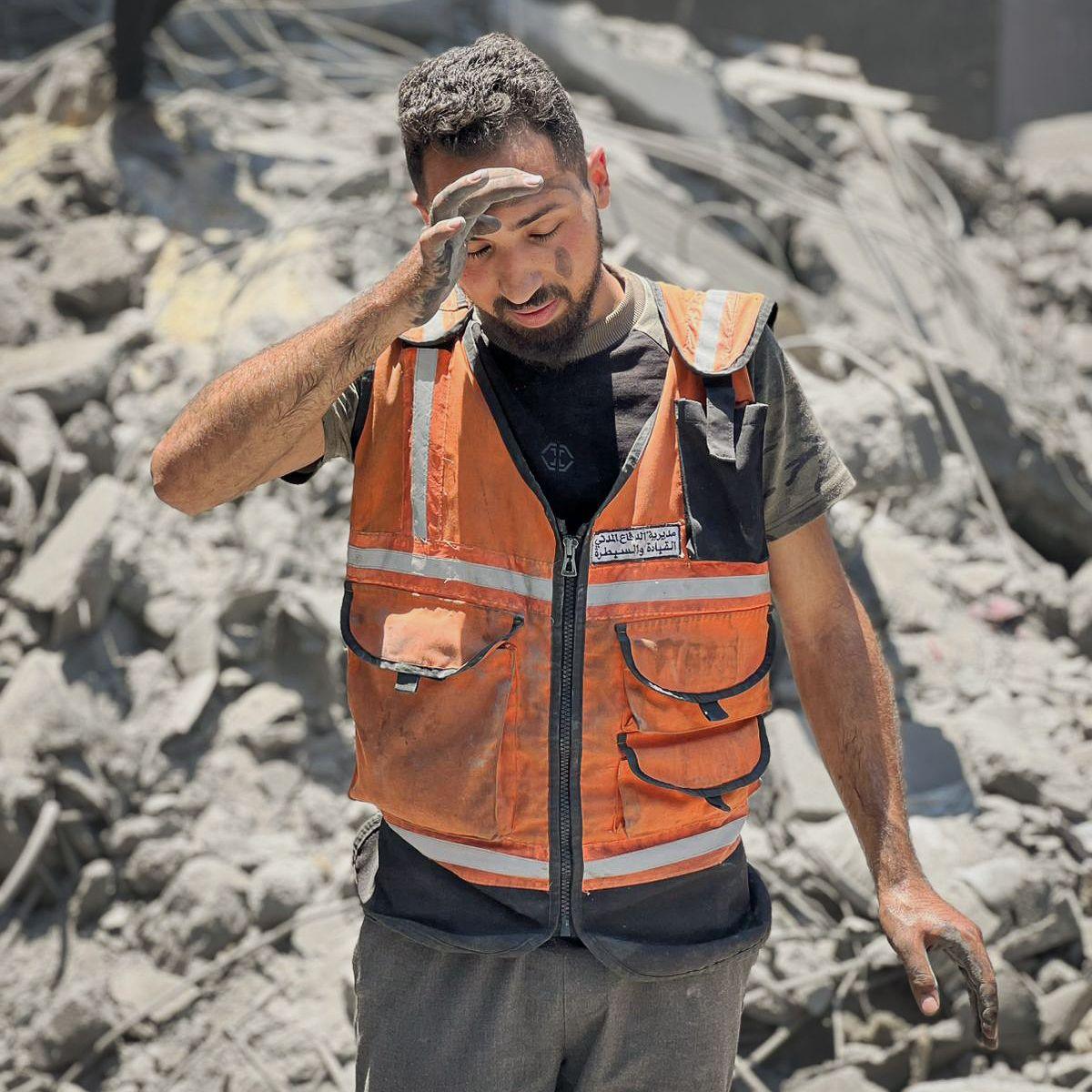 Rescue worker Abdullah al-Majdalawi in Gaza City. "I have become afraid of my own memories," he said.