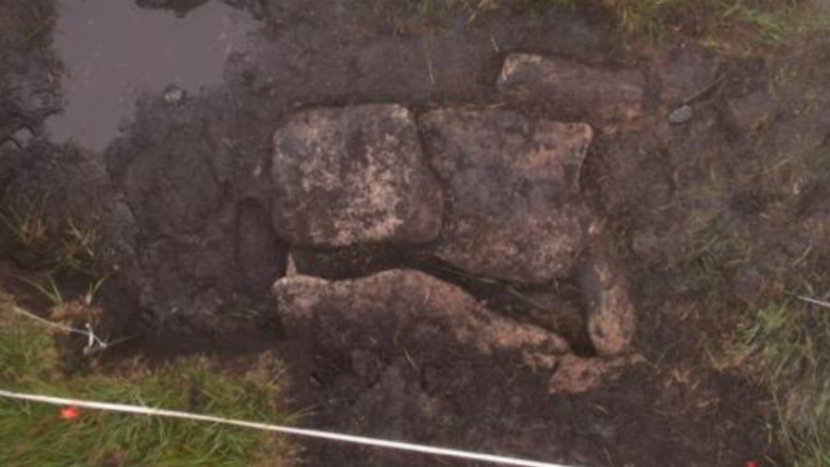 An aerial view of the Cut Hill cist. 