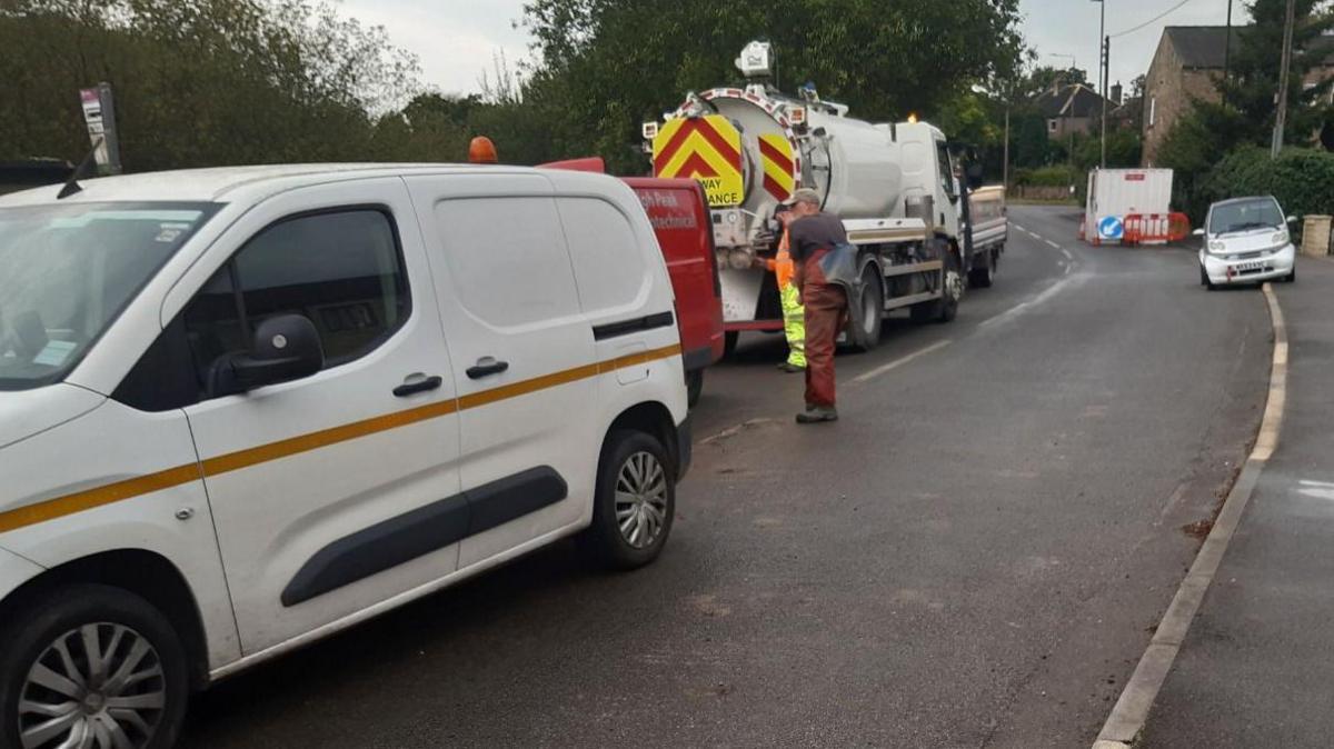 Site investigation teams on Hayfield Road