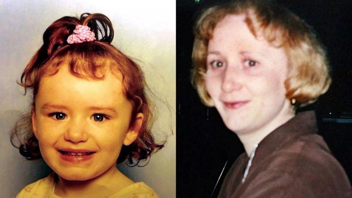 A composite image of Jade Lester, two, who is smiling and has her brown hair tied up into a pony tail, and Sharon Lester, 22, who has curly blonde hair and is wearing a brown jacket.