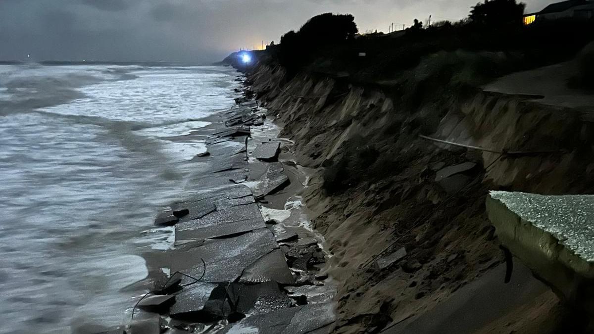 A collapsed road on Hemsby beach